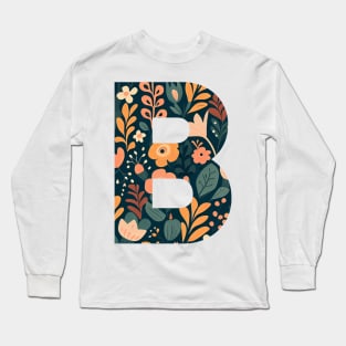 Whimsical Floral Letter B Long Sleeve T-Shirt